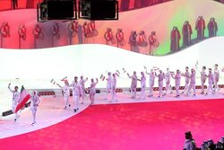 رژه کاروان ورزش ایران و استقبال گرم از کاروان فلسطین + فیلم و عکس