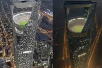 ورزشگاه در ارتفاع ۳۵۰ متری عربستان «فیک» از آب درآمد