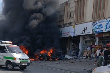 حمله پهپاد اسرائیلی به یک خودرو در جنوب لبنان+فیلم