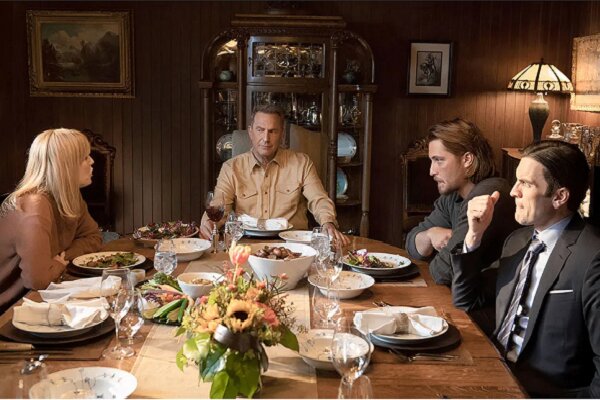 صحنهای از سریال یلوستون با حضور (از چپ) کلی رایلی، کوین کاستنر، لوک گریمز و وس بنتلی. امرسون میلر / شبکه پارامونت / با اجازه مجموعه اورت