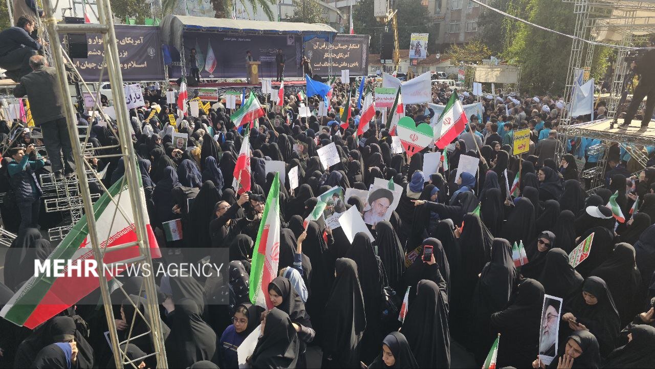 فریاد استکبارستیزی مردم دیار میرزا در یوم‌الله ۱۳ آبان؛گیلانی‎ها آمدند