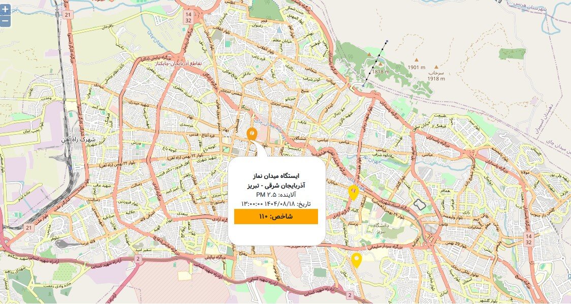 هوای تبریز  برای گروه‌های حساس ناسالم است