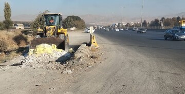 برخورد با متخلفان تخلیه نخاله‌ و مصالح ساختمانی در حاشیه راه‌های البرز