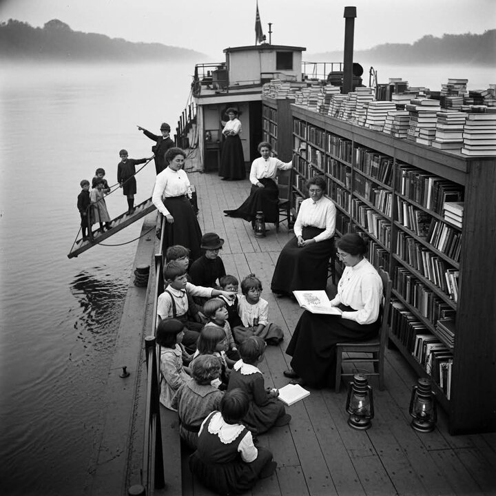 کتابخانه‌ای روی آب؛ زنان می‌سی‌سی‌پی بار کتاب و فانوس داشتند