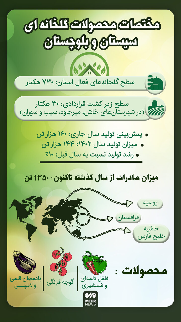 اینفوگرافیک؛ مختصات گلخانه ای سیستان و بلوچستان