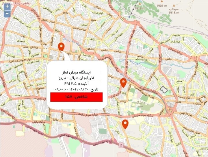 وضعیت هوای تبریز همچنان قرمز است