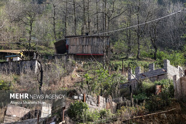 ساختمان هایی که اهالی با چوب و پلاستیک برای خود ساخته اند تا سرپناهی داشته باشند