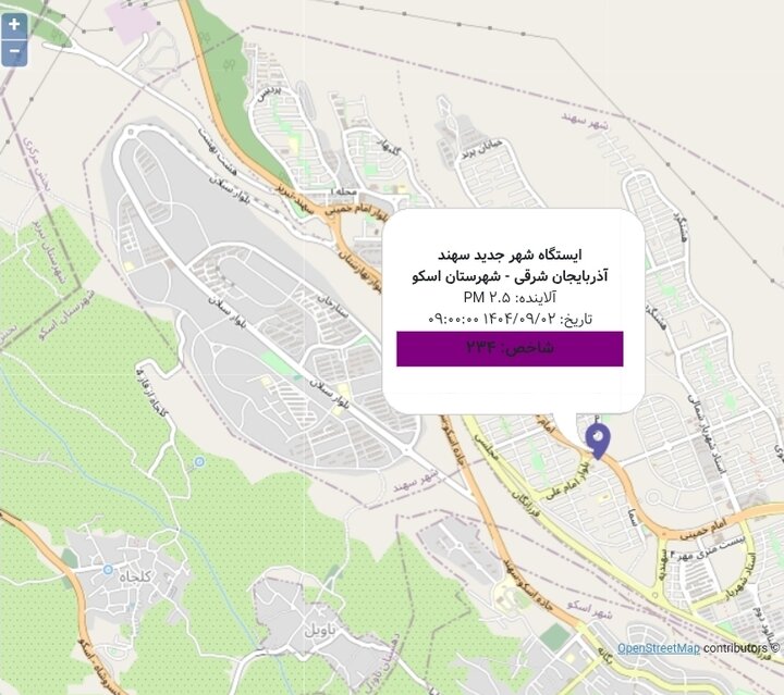 آلودگی هوا در شهر جدید سهند از وضعیت قرمز هم عبور کرد