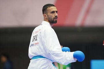 میلاد صادق زاده در مرحله رده بندی کاراته 