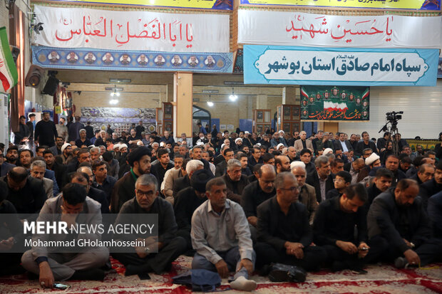 مراسم عزاداری روز شهادت حضرت زهرا (س) با حضور آیت الله حسینی بوشهری نماینده مردم بوشهر در مجلس خبرگان رهبری