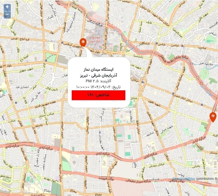 وضعیت هوای تبریز آلوده و همچنان قرمز و ناسالم برای همه است