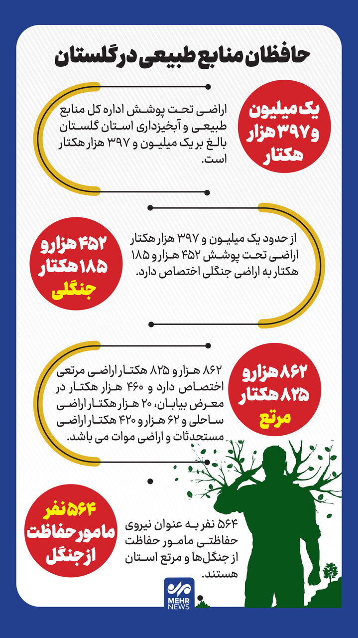اینفوگرافیک؛ پوشش یکمیلیون هکتاری منابع طبیعی گلستان