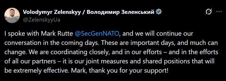 روایت «لنسکی» از رایزنی خود با دبیرکل ناتو