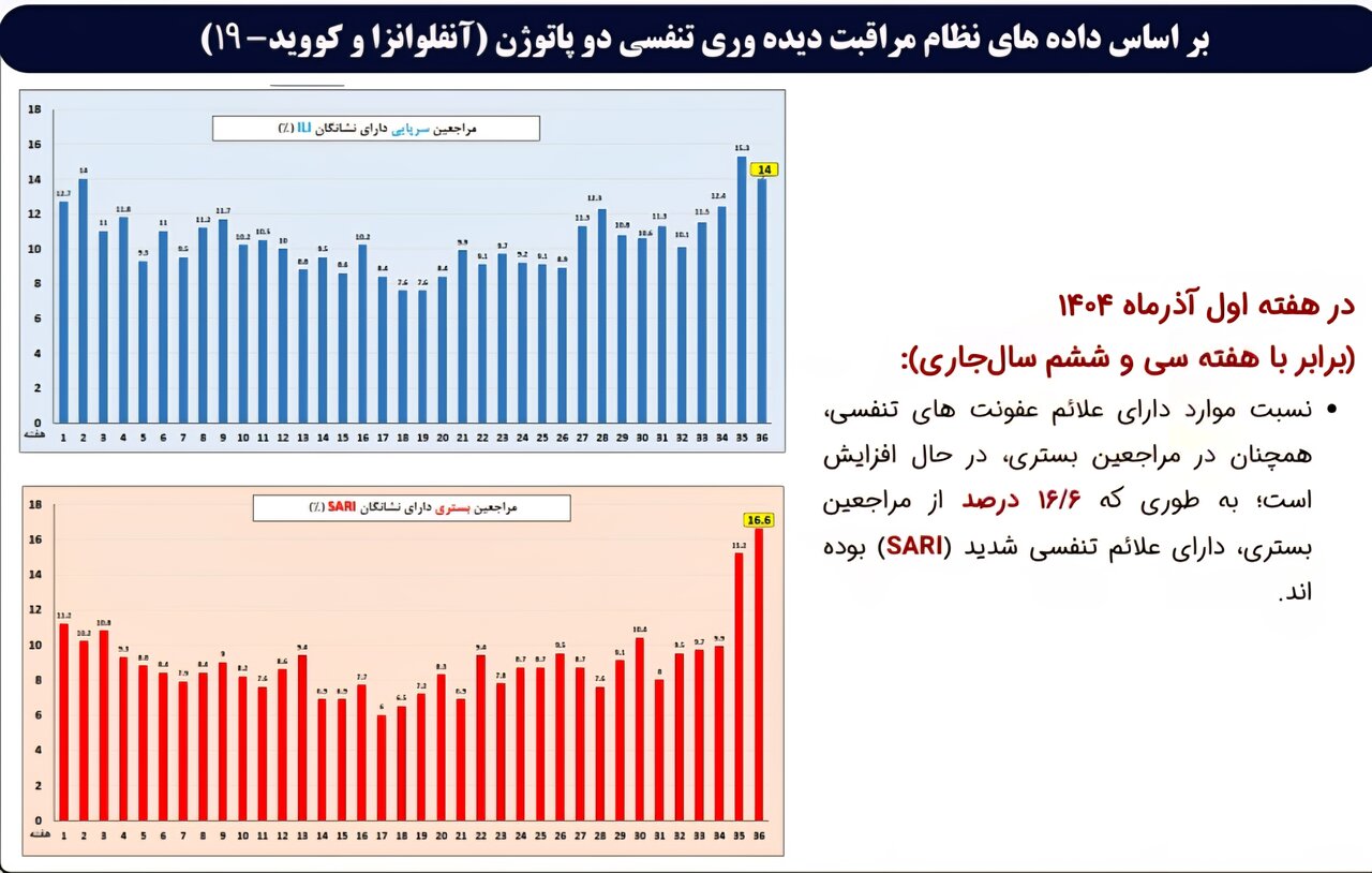 افزایش ۴ برابری آنفلوانزا در بیماران بستری+تصاویر نمودارها
