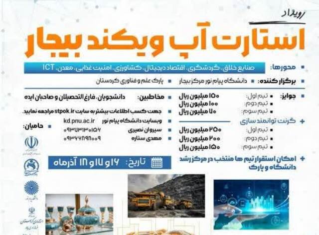 رویداد استارتاپ ویکند بیجار برگزار می‌شود