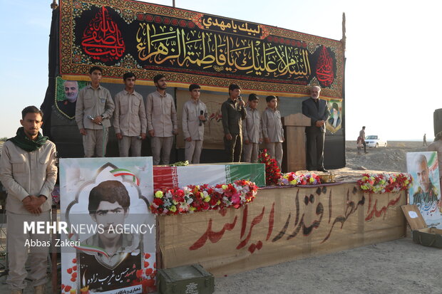 تشییع و تدفین پیکر شهید گمنام هشت سال دفاع مقدس در هشتبندی