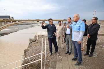 بازدید استاندار هرمزگان از پل آبنمای رودان