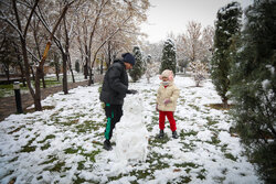 شادی مردم مشهد از بارش برف پاییزی