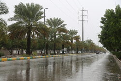 بارش شدید باران و آبگرفتگی خیابان و معابر میناب