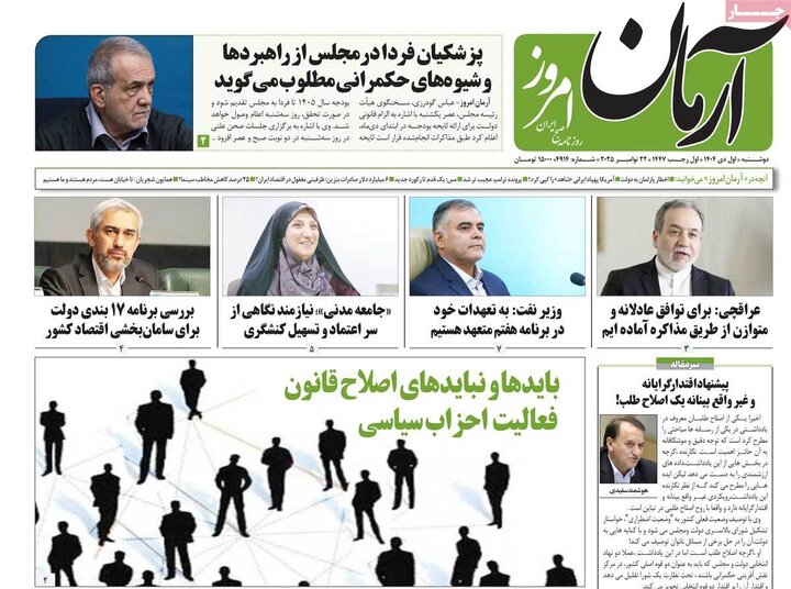 روزنامه ۱ دی ۱۴۰۴