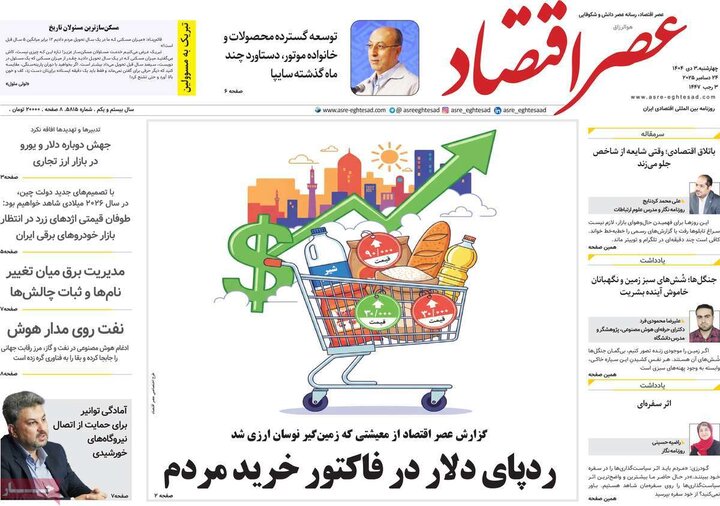 روزنامه اقتصادی ۳ دی ۱۴۰۴