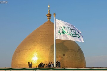 برافراشته شدن پرچم شادی و سرور در حرم حضرت علی (ع)/فیلم و عکس