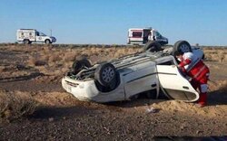 واژگونی خودرو در جاده گرمسار - قم ۳ مصدوم برجای گذاشت