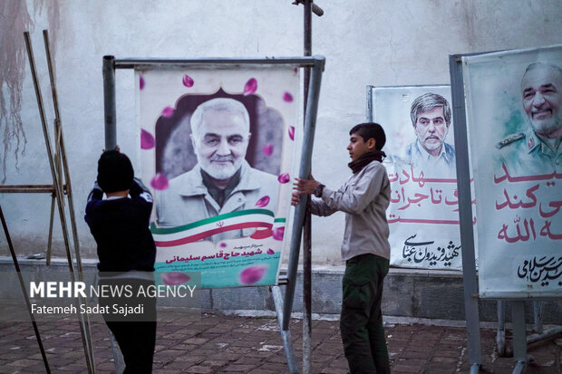 آماده‌سازی مواکب مردمی ششمین سالگرد شهادت سردار سلیمانی