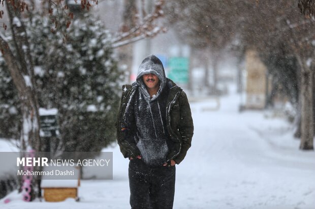 بارش برف و کولاک شدید در اردبیل