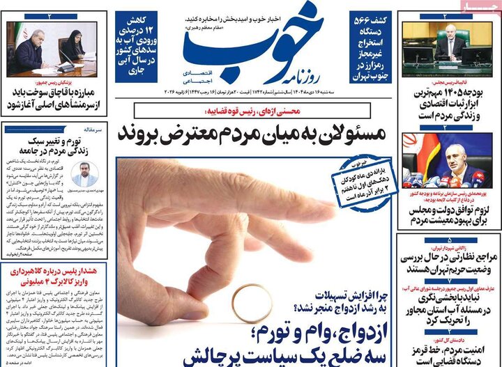 روزنامه 16 دی 1404