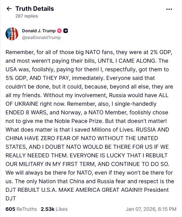 ترامپ: شک دارم اگر ما به ناتو نیاز داشته باشیم، کنار ما باشند