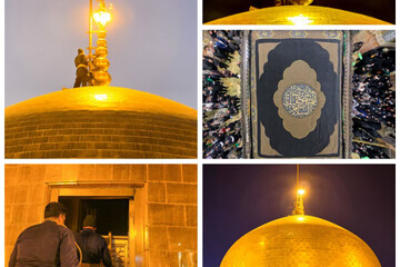 اهتزاز پرچم مشکی گنبد حرم مطهر رضوی