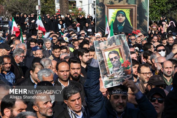 تشییع ۷ شهید مدافع امنیت در رشت