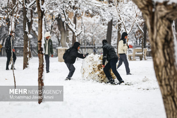 بارش برف در قزوین