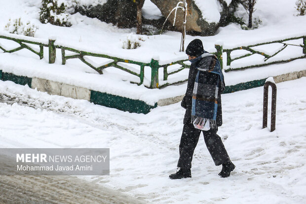 بارش برف در قزوین