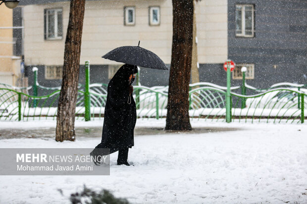 بارش برف در قزوین