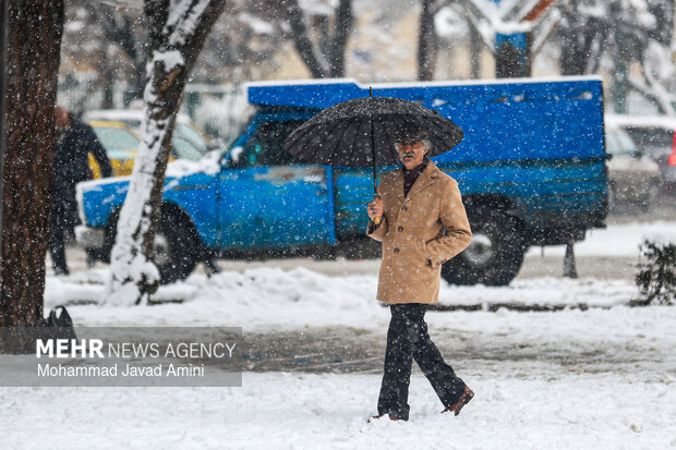 بارش برف در قزوین