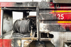 Damages incurred to fire trucks in Tehran's riot