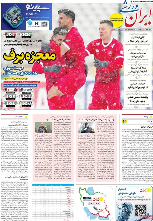 روزنامه های ورزشی 4 بهمن
