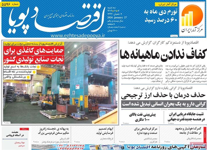روزنامه های اقتصادی 7 بهمن