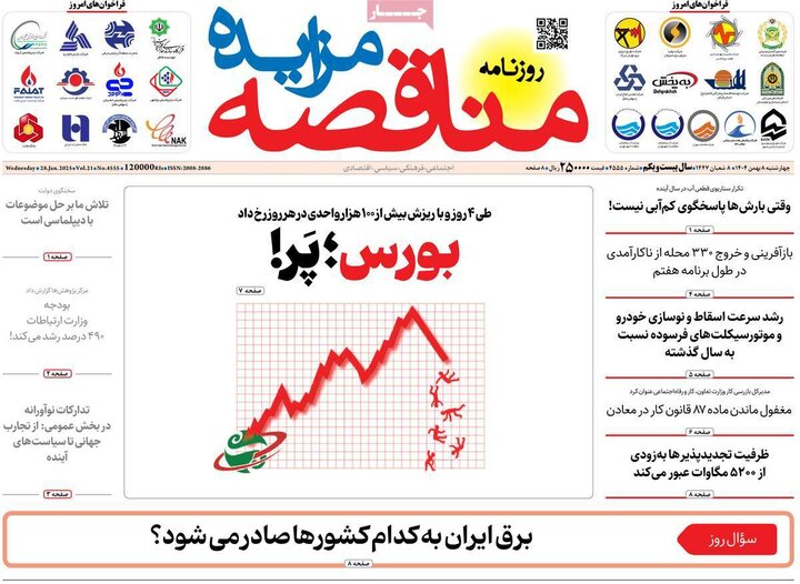 روزنامه های اقتصادی 8 بهمن