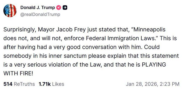 قلدری ترامپ علیه شهردار مینیاپولیس