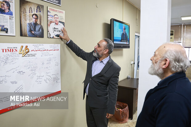 حضور محمدجواد لاریجانی در گروه رسانه‌ای مهر