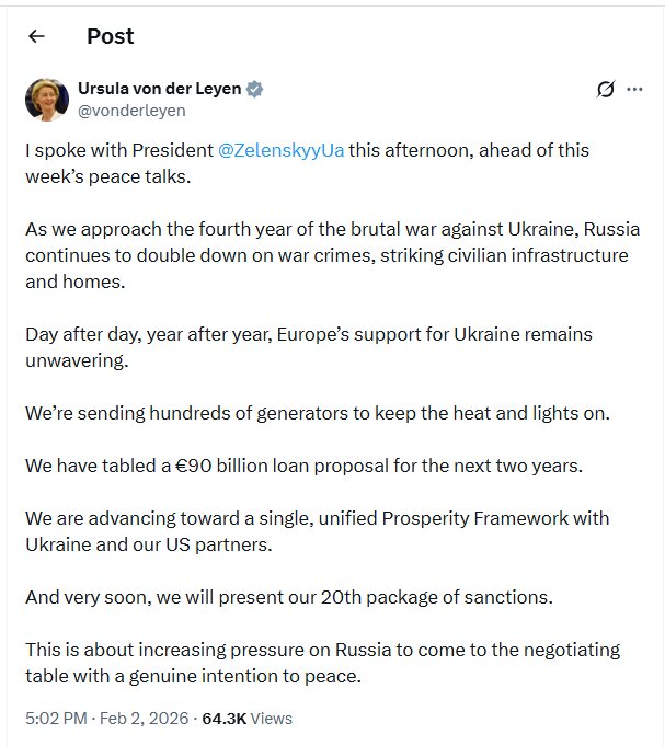 «فون در لاین» بیستمین بسته تحریمها علیه روسیه را وعده داد!