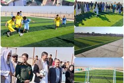 افتتاح پروژه زمین چمن مصنوعی مینی فوتبال در شهرستان خاش