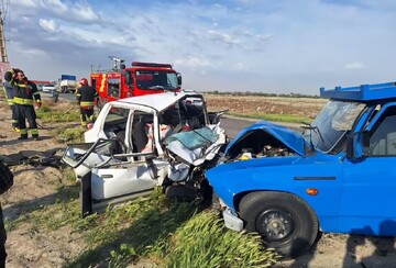 برخورد نیسان و پراید در محور کنگاور یک کشته بر جا گذاشت