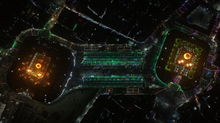 تصاویر هوایی از چراغانی کربلا در شب نیمه شعبان