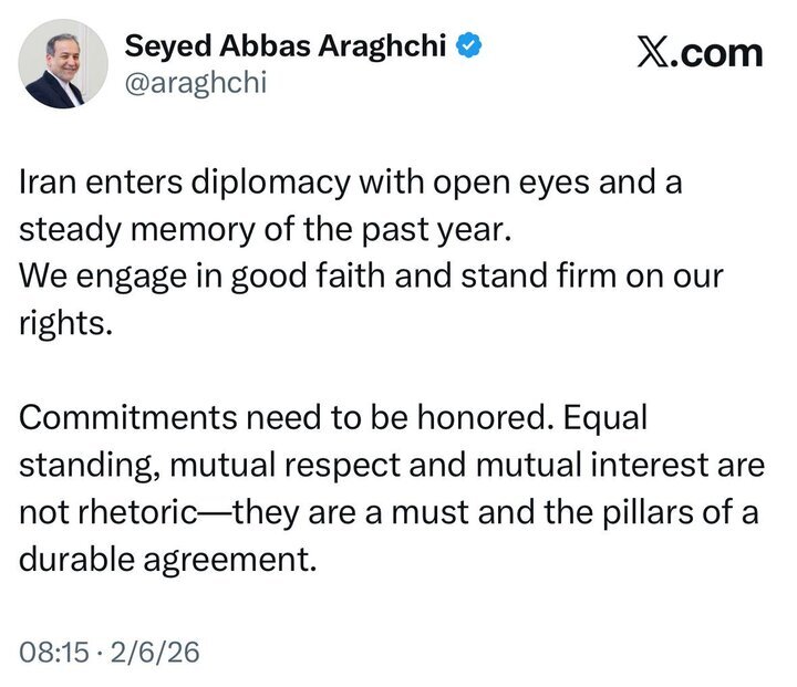 پیام عراقچی پیش از شروع مذاکرات؛ قاطعانه بر حقوق خود ایستاده‌ایم