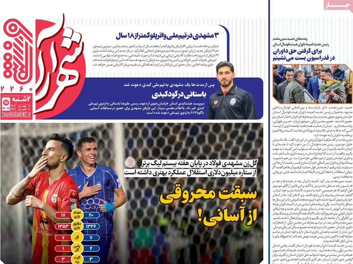 روزنامه های ورزشی 20 بهمن