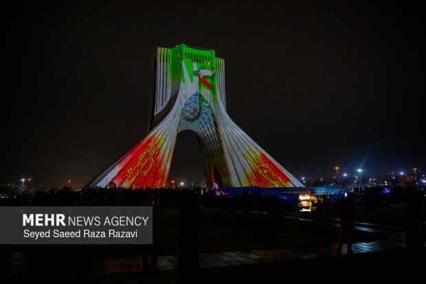 نورپردازی سه بعدی ونورافشانی به مناسبت سالگردپیروزی انقلاب اسلامی